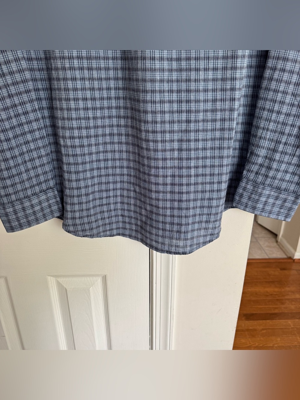 Free Assembly Men’s Linen Blend Plaid Button Down Shirt L Blue Relaxed Fit - Picture 14 of 16